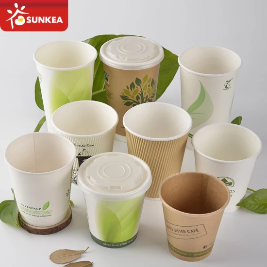Sunkea Takeaway descartável biodegradável impresso personalizado copo de café copo de papel